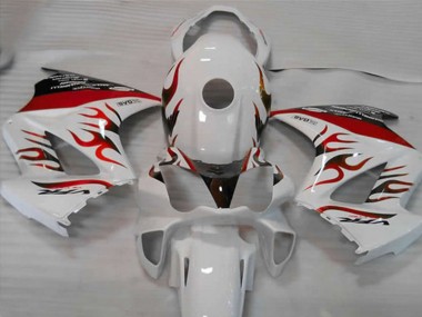 Weiß Rot Flamme 02-12 Honda VFR800 Verkleidung
