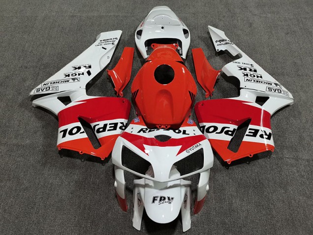 Weiß Rot & Orange Repsol 05-06 Honda CBR600RR Verkleidung Weiß Rot & Orange Repsol 05-06 Honda CBR600RR Verkleidung