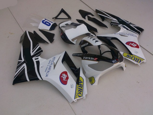 Weiß & Schwarz Mit Flagge 06-08 Triumph Daytona 675 Verkleidung Weiß & Schwarz Mit Flagge 06-08 Triumph Daytona 675 Verkleidung