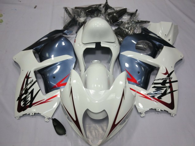 Weiß & Staubblau 97-07 Suzuki GSXR 1300 Verkleidung Weiß & Staubblau 97-07 Suzuki GSXR 1300 Verkleidung