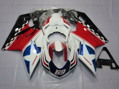 69 Weiß & Rot 07-14 Ducati 848 1098 1198 Verkleidung