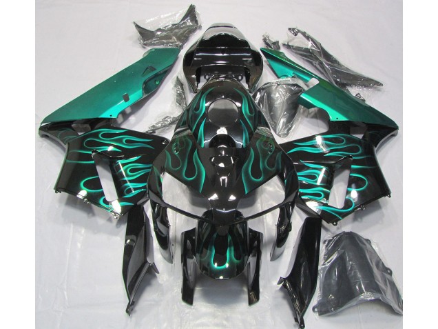 Blaugrün Glänzend Flamme 05-06 Honda CBR600RR Verkleidung Blaugrün Glänzend Flamme 05-06 Honda CBR600RR Verkleidung