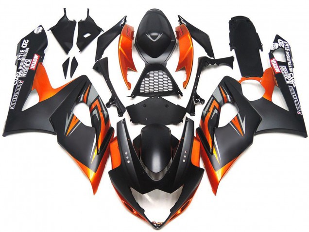 Custom Matt & Glanz Schwarz & Orange 05-06 Suzuki GSXR 1000 Verkleidung Custom Matt & Glanz Schwarz & Orange 05-06 Suzuki GSXR 1000 Verkleidung