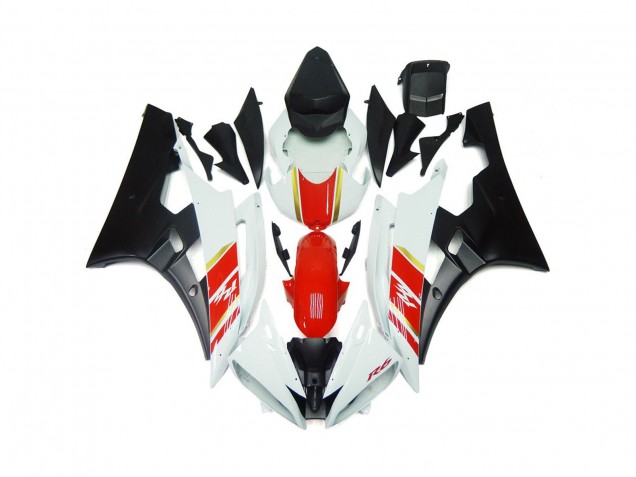 Custom Matt Schwarz & Rot Mit Weiß 06-07 Yamaha R6 Verkleidung Custom Matt Schwarz & Rot Mit Weiß 06-07 Yamaha R6 Verkleidung
