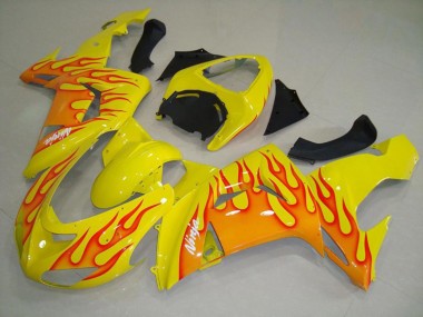 Gelb Orange Flamme 06-07 Kawasaki ZX10R Verkleidung
