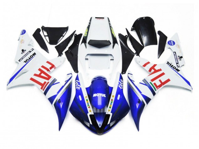 Glänzend Weiß & Blau Fiat 02-03 Yamaha R1 Verkleidung