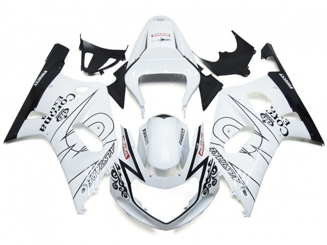 Glänzend Weiß Corona & Schwarz 01-03 Suzuki GSXR 600-750 Verkleidung Glänzend Weiß Corona & Schwarz 01-03 Suzuki GSXR 600-750 Verkleidung