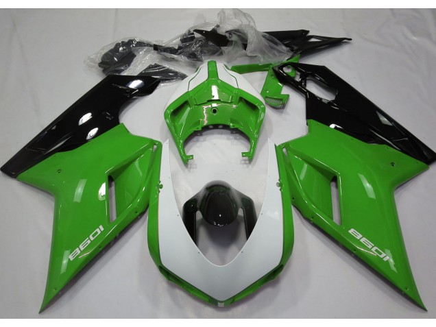 Glänzend Grün & Weiß 07-14 Ducati 848 1098 1198 Verkleidung Glänzend Grün & Weiß 07-14 Ducati 848 1098 1198 Verkleidung