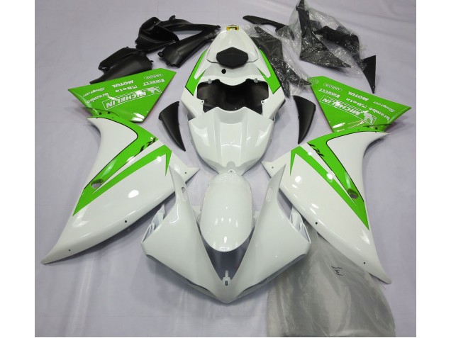 Glänzend Weiß & Grün 12-14 Yamaha R1 Verkleidung Glänzend Weiß & Grün 12-14 Yamaha R1 Verkleidung