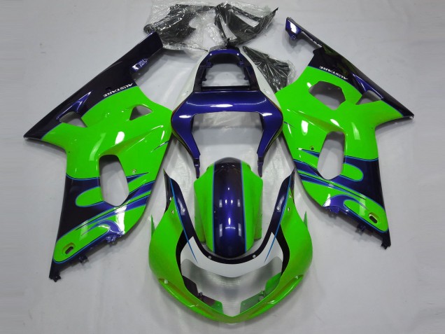 Glänzend Grün & Blau 01-03 Suzuki GSXR 600-750 Verkleidung Glänzend Grün & Blau 01-03 Suzuki GSXR 600-750 Verkleidung