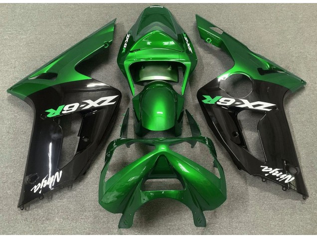 Glänzend Grün & Schwarz 03-04 Kawasaki ZX6R Verkleidung Glänzend Grün & Schwarz 03-04 Kawasaki ZX6R Verkleidung