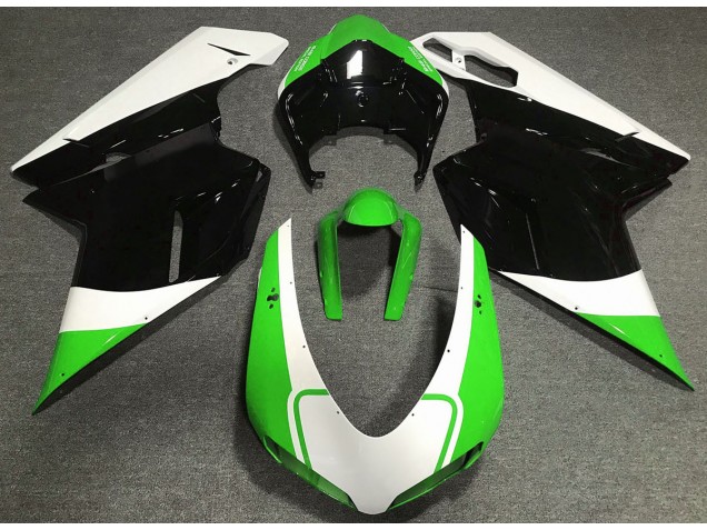 Glänzend Grün Weiß & Schwarz 07-14 Ducati 848 1098 1198 Verkleidung Glänzend Grün Weiß & Schwarz 07-14 Ducati 848 1098 1198 Verkleidung