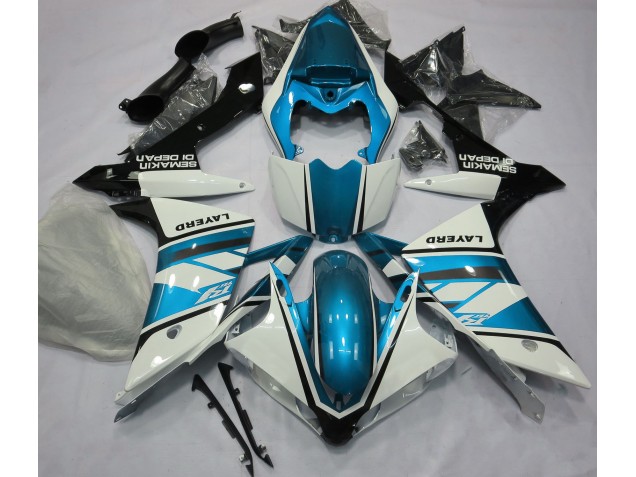 Glänzend Weiß & Hellblau 07-08 Yamaha R1 Verkleidung Glänzend Weiß & Hellblau 07-08 Yamaha R1 Verkleidung