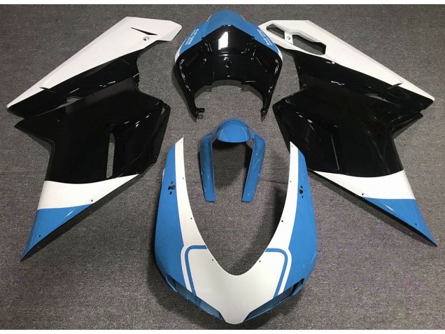Glänzend Hellblau Weiß & Schwarz 07-14 Ducati 848 1098 1198 Verkleidung Glänzend Hellblau Weiß & Schwarz 07-14 Ducati 848 1098 1198 Verkleidung