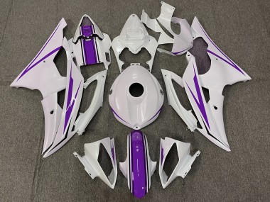 Glänzend Weiß & Lila 08-16 Yamaha R6 Verkleidung