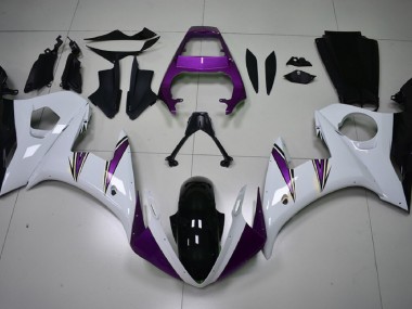 Glänzend Weiß & Lila Akzente 03-04 Yamaha R6 Verkleidung