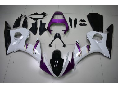 Glänzend Weiß & Lila Akzente 03-04 Yamaha R6 Verkleidung