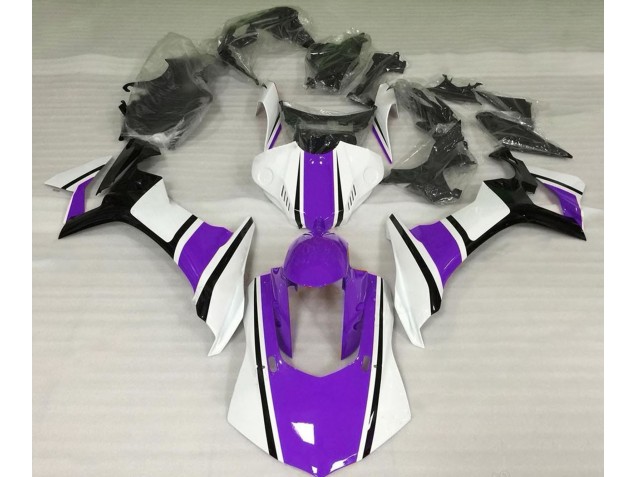 Glänzend Weiß Lila & Schwarz 15-19 Yamaha R1 Verkleidung Glänzend Weiß Lila & Schwarz 15-19 Yamaha R1 Verkleidung