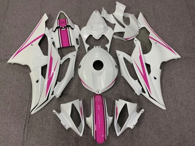 Glänzend Weiß & Pink 08-16 Yamaha R6 Verkleidung