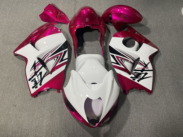 Glänzend Weiß & Pink 97-07 Suzuki GSXR 1300 Verkleidung Glänzend Weiß & Pink 97-07 Suzuki GSXR 1300 Verkleidung