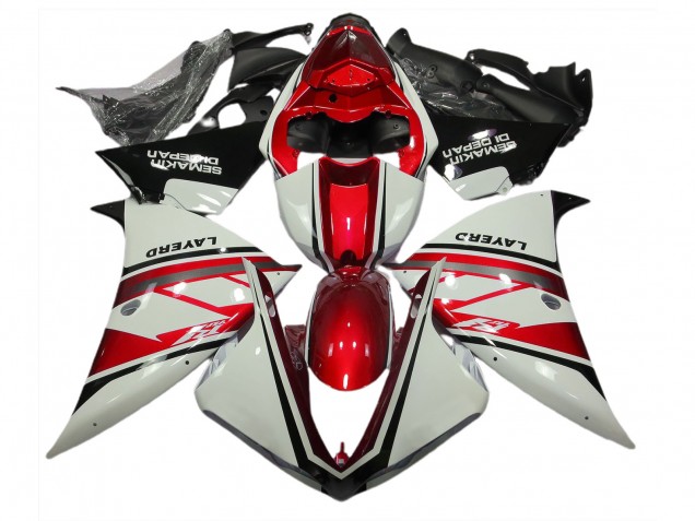 Glänzend Weiß & Rot 12-14 Yamaha R1 Verkleidung Glänzend Weiß & Rot 12-14 Yamaha R1 Verkleidung