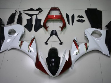 Glänzend Weiß & Rot Akzente 03-04 Yamaha R6 Verkleidung