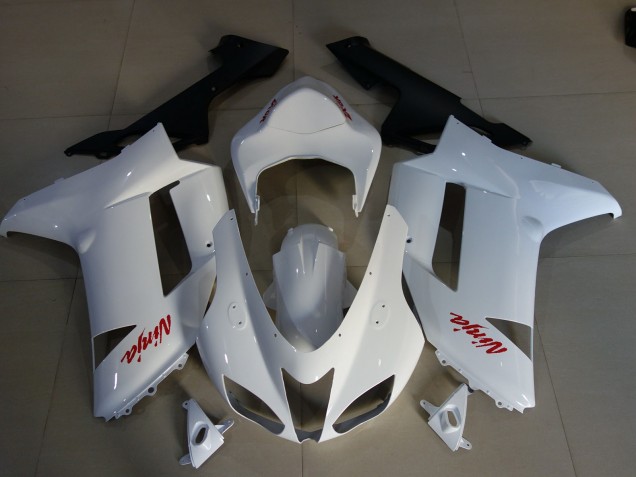 Glänzend Weiß & Rot Logos 07-08 Kawasaki ZX6R Verkleidung Glänzend Weiß & Rot Logos 07-08 Kawasaki ZX6R Verkleidung