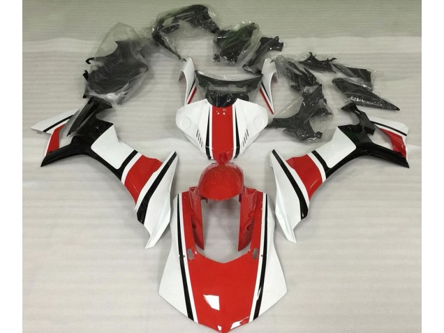 Glänzend Weiß Rot & Schwarz 15-19 Yamaha R1 Verkleidung Glänzend Weiß Rot & Schwarz 15-19 Yamaha R1 Verkleidung