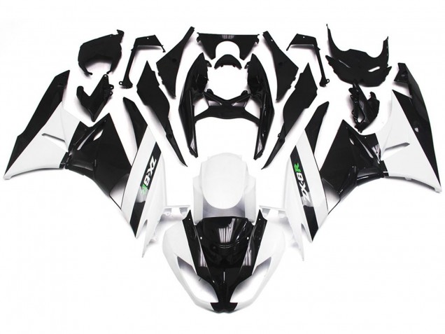 Glänzend Weiß & Schwarz 09-12 Kawasaki ZX6R Verkleidung Glänzend Weiß & Schwarz 09-12 Kawasaki ZX6R Verkleidung