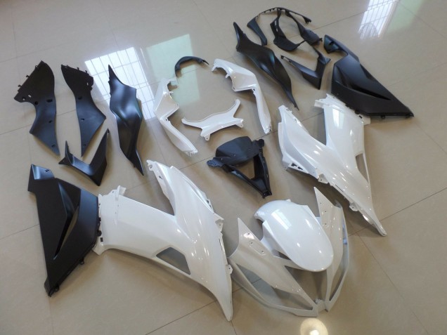Glänzend Weiß Schwarz 13-18 Kawasaki ZX6R Verkleidung Glänzend Weiß Schwarz 13-18 Kawasaki ZX6R Verkleidung