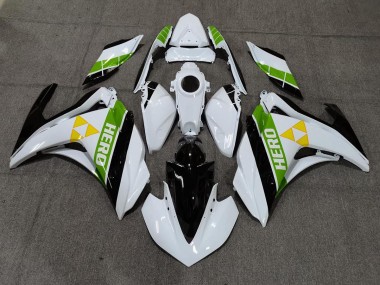 Glänzend Weiß Schwarz & Grün 15-18 Yamaha R3 Verkleidung