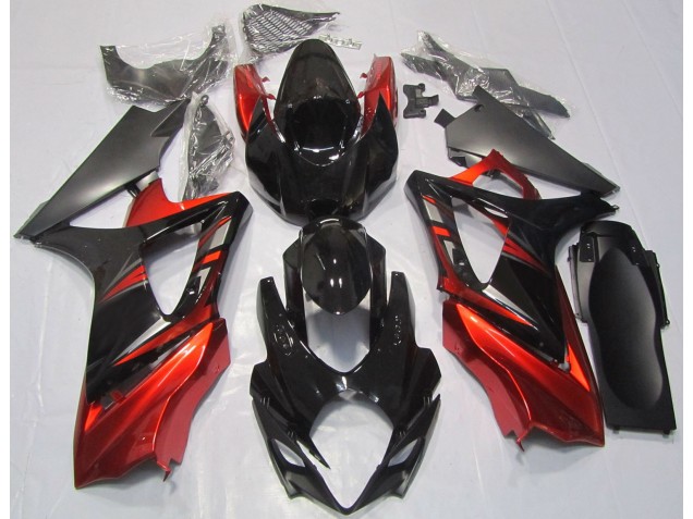Glänzend Schwarz & Rot 07-08 Suzuki GSXR 1000 Verkleidung Glänzend Schwarz & Rot 07-08 Suzuki GSXR 1000 Verkleidung