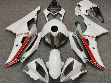 Glänzend Weiß Silber & Rot 08-16 Yamaha R6 Verkleidung