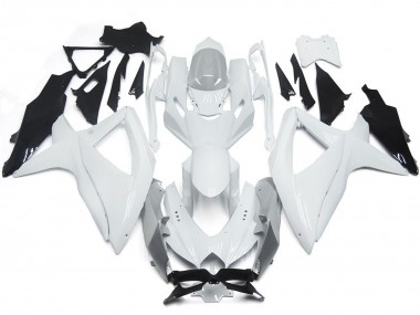 Glänzendes Glänzend Weiß Mit Silber 08-10 Suzuki GSXR 600-750 Verkleidung