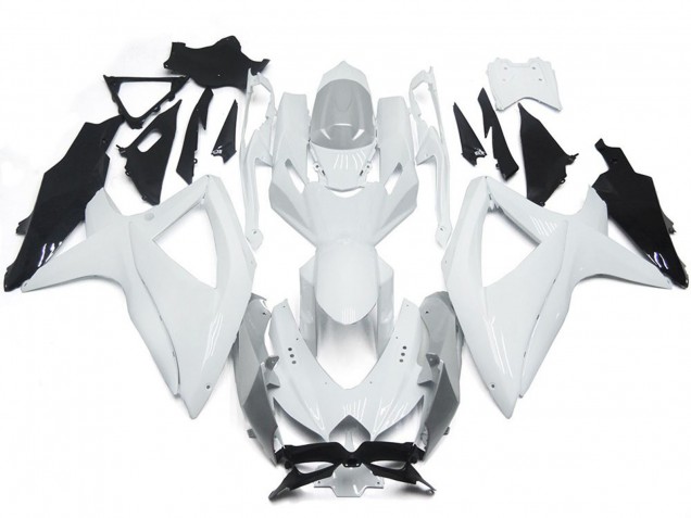 Glänzendes Glänzend Weiß Mit Silber 08-10 Suzuki GSXR 600-750 Verkleidung Glänzendes Glänzend Weiß Mit Silber 08-10 Suzuki GSXR 600-750 Verkleidung