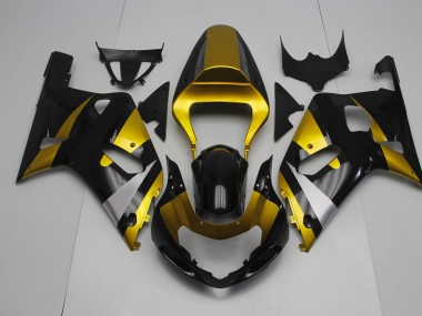 Glänzendes Schwarz & Gold 01-03 Suzuki GSXR 600-750 Verkleidung