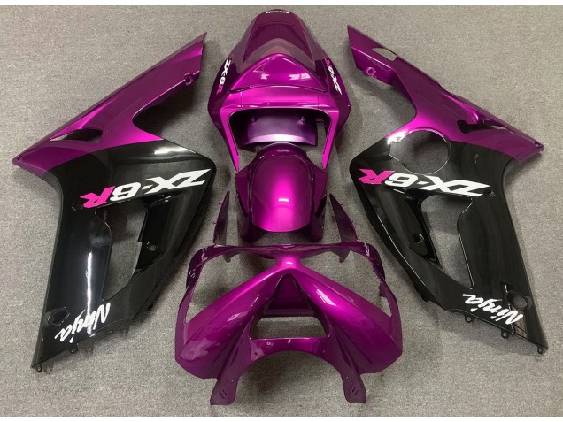 Glanzrosa & Schwarz 03-04 Kawasaki ZX6R Verkleidung Glanzrosa & Schwarz 03-04 Kawasaki ZX6R Verkleidung