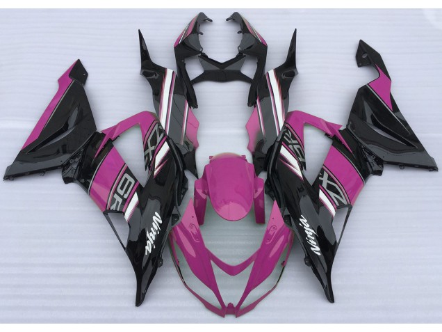 Glanzrosa & Schwarz 13-18 Kawasaki ZX6R Verkleidung Glanzrosa & Schwarz 13-18 Kawasaki ZX6R Verkleidung