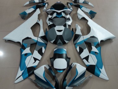 Gletscherblauer Schnee Tarnung 08-16 Yamaha R6 Verkleidung