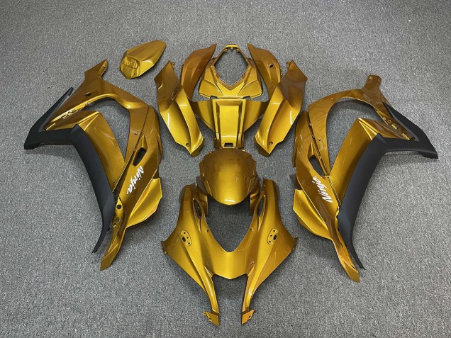 Gold Mit Ninja-Weiß 16-19 Kawasaki ZX10R Verkleidung Gold Mit Ninja-Weiß 16-19 Kawasaki ZX10R Verkleidung