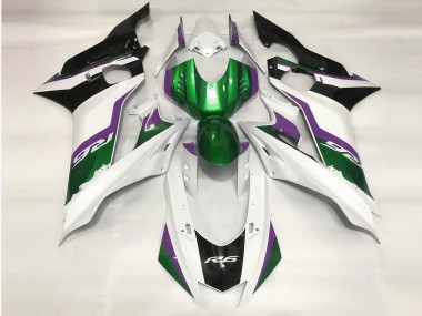 Grün & Glänzend Weiß 17-21 Yamaha R6 Verkleidung