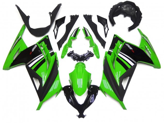 Grün Schwarz & Weiß Glänzend 13-18 Kawasaki Ninja 300 Verkleidung Grün Schwarz & Weiß Glänzend 13-18 Kawasaki Ninja 300 Verkleidung