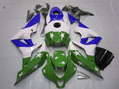 Grüne & Blaue Sterne & Streifen 07-08 Honda CBR600RR Verkleidung