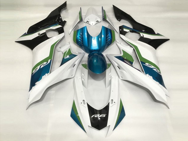 Hellblau & Glänzend Weiß 17-21 Yamaha R6 Verkleidung Hellblau & Glänzend Weiß 17-21 Yamaha R6 Verkleidung