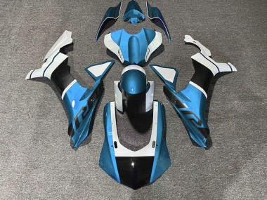 Hellblau & Kohlefaser Akzente 15-19 Yamaha R1 Verkleidung