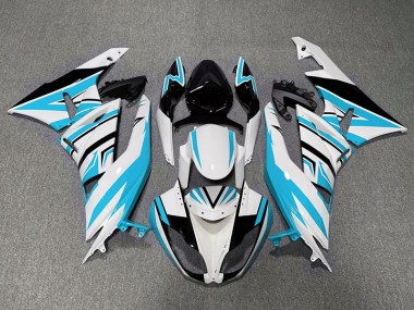 Hellblau-Weiß & Schwarz-Zack 09-12 Kawasaki ZX6R Verkleidung