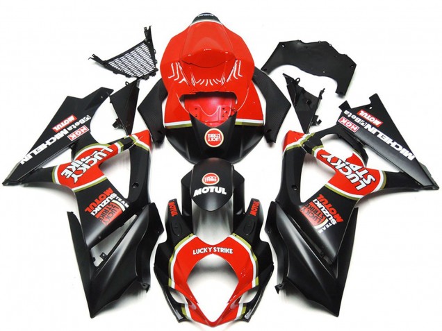 Leuchtend Matt Schwarz Benutzerdefiniert Lucky Strike 07-08 Suzuki GSXR 1000 Verkleidung Leuchtend Matt Schwarz Benutzerdefiniert Lucky Strike 07-08 Suzuki GSXR 1000 Verkleidung