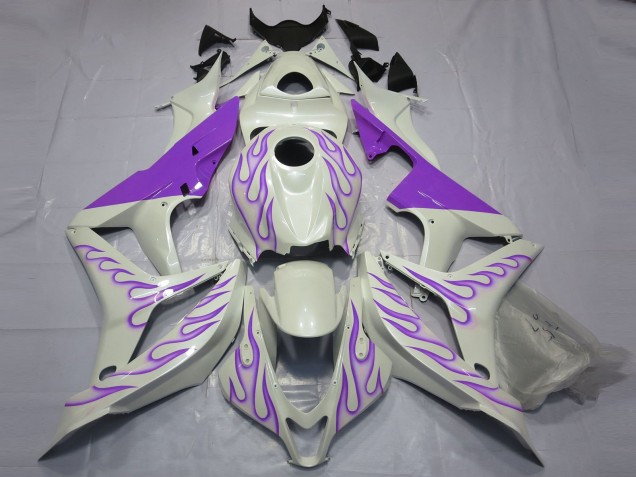 Lila Flamme Auf Weiß 07-08 Honda CBR600RR Verkleidung Lila Flamme Auf Weiß 07-08 Honda CBR600RR Verkleidung