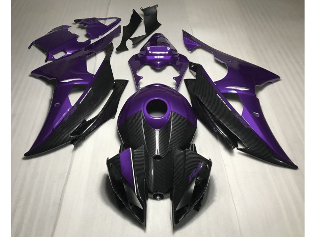Lila Mit Carbonfaser-Stil 08-16 Yamaha R6 Verkleidung Lila Mit Carbonfaser-Stil 08-16 Yamaha R6 Verkleidung