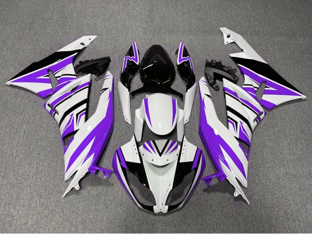 Lila Weiß & Schwarz Zag 09-12 Kawasaki ZX6R Verkleidung Lila Weiß & Schwarz Zag 09-12 Kawasaki ZX6R Verkleidung